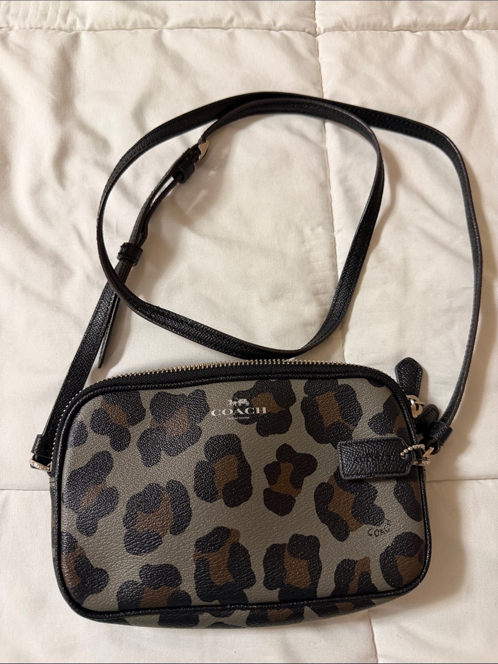 Coach Leopard-Print Crossbody Bag in Brown and Black